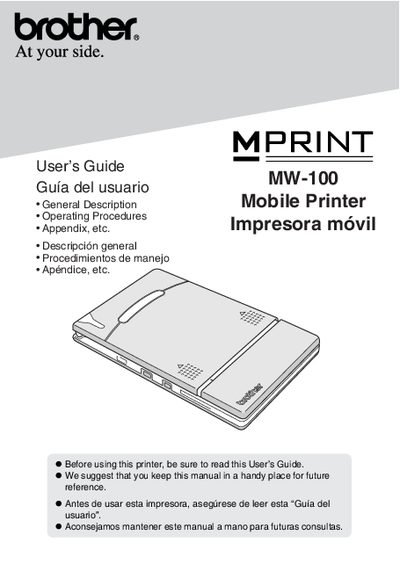 Brother MW-100 Mobile Printer User's Guide - cover page