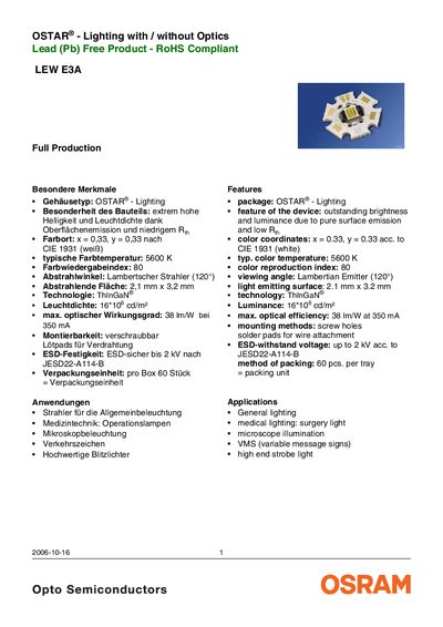 OSRAM LEW E3A Datasheet