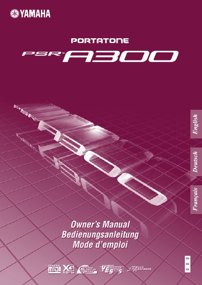 Yamaha PSR-A300 Portable Keyboard Owner's Manual - cover page