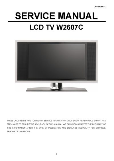 Dell W2607C LCD TV Service Manual - cover page