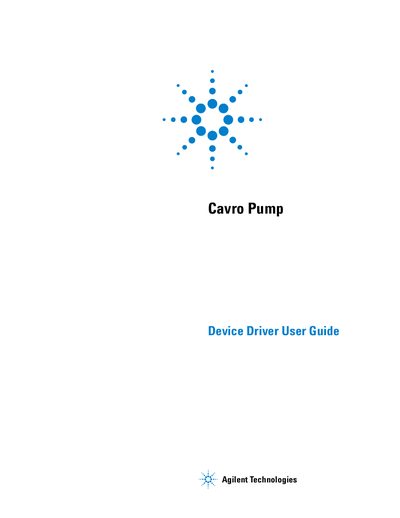 Agilent Cavro Pump Device Driver User Guide - cover page