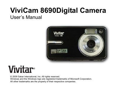 Vivitar ViviCam 8690 Digital Camera User Manual - cover page