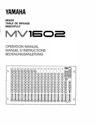 Yamaha MV1602 Rack Mount Mixer Operation Manual - cover page
