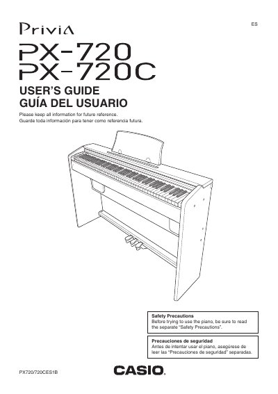 Casio PX-720 Digital Piano User's Guide - cover page