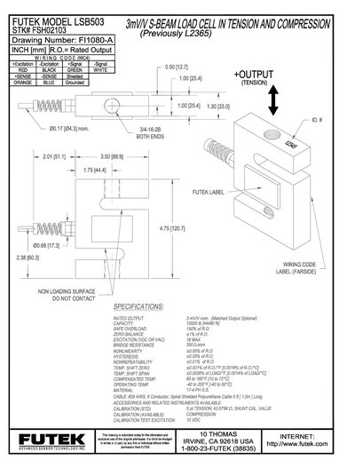 Futek LSB503 Load Cell Datasheet - cover page