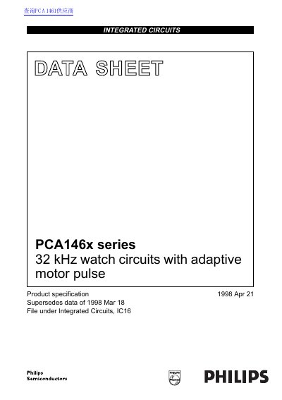Philips PCA146x Series 32 kHz Watch Circuits Datasheet - cover page