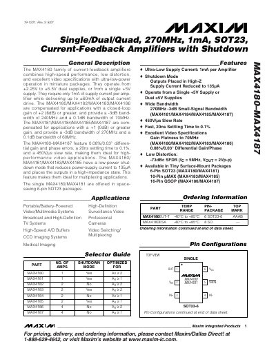 MAXIM MAX4180 MAX4187 handbook