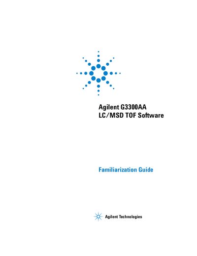Agilent G3300AA LC/MSD TOF Software Manual - cover page