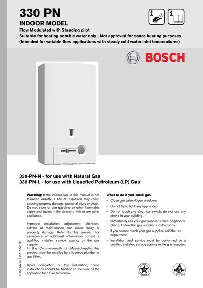Bosch 330 PN Installation Manual - cover page