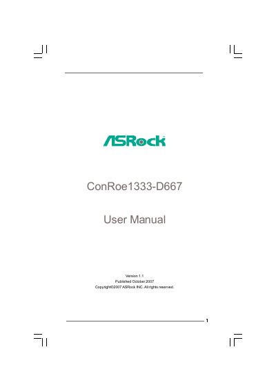 ASRock ConRoe1333-D667 Motherboard User Manual - cover page