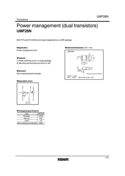 ROHM UMF28N Transistor Datasheet - cover page