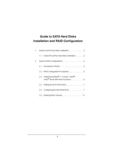 Intel Z75 SATA Hard Disks Installation and RAID Configuration Guide - cover page