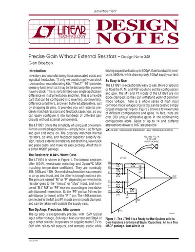 LINEAR Precise Gain Without External Resistors Design Note 348 Glen Brisebois handbook - cover page