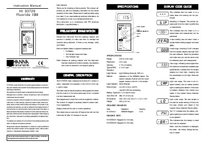 Hanna Instruments HI 93729 Fluoride ISM Instruction Manual - cover page