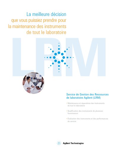 Agilent LRM Laboratory Resource Management Service Brochure - cover page