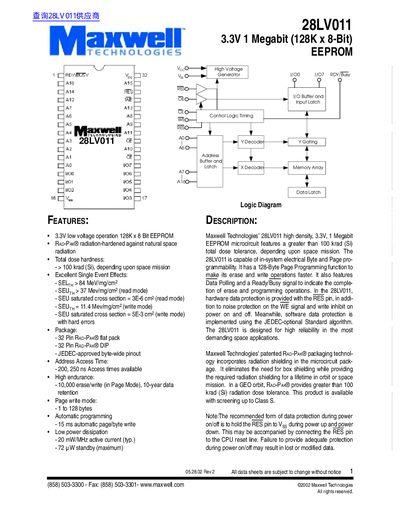 Maxwell 28LV011 EEPROM Datasheet - cover page
