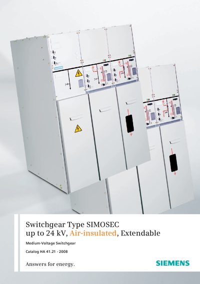 Siemens SIMOSEC Medium-Voltage Switchgear Catalog - cover page