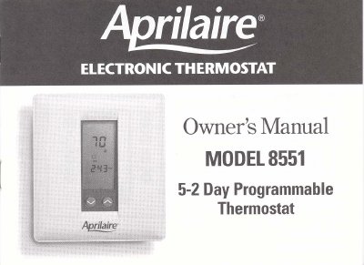 Aprilaire Model 8551 Owner's Manual - cover page