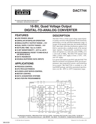 Texas Instruments DAC7744 Datasheet - cover page