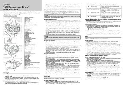 Olympus E-10 Digital Camera Quick Start Guide