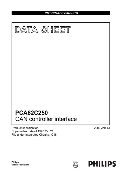 Philips PCA82C250 CAN Controller Interface Datasheet