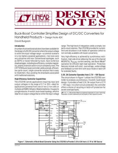 Linear Technology dn424f Buck-Boost Controller Design Notes - cover page