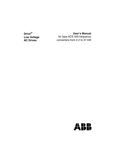 ABB ACS 400 Low Voltage AC Drive User Manual - cover page