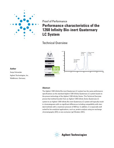 Agilent 1260 Infinity Bio-inert Quaternary LC System Technical Overview - cover page