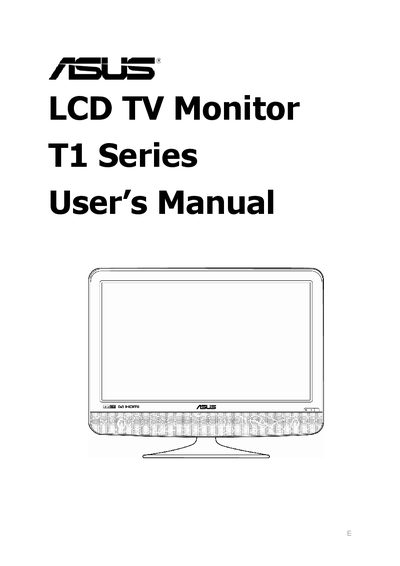 ASUS T1 Series LCD TV Monitor User Manual - cover page
