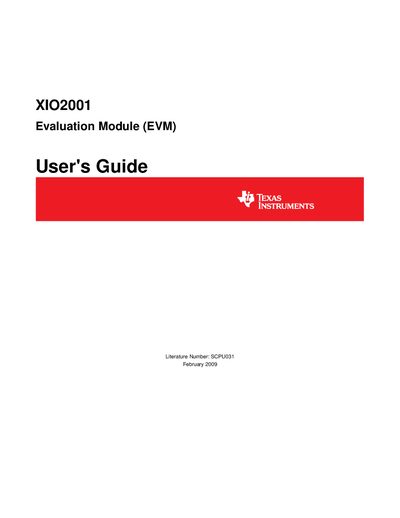 XIO2001 Evaluation Module (EVM) User's Guide - cover page