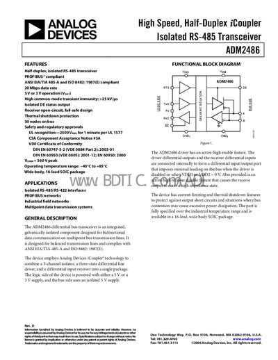 Analog Devices ADM2486 Datasheet - cover page