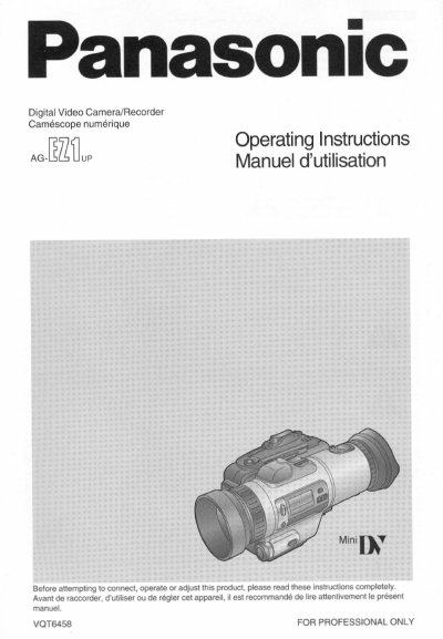 Panasonic AGEZ1 Manual - cover page