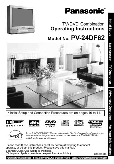 Panasonic PV-24DF62 TV/DVD Combination Operating Instructions - cover page