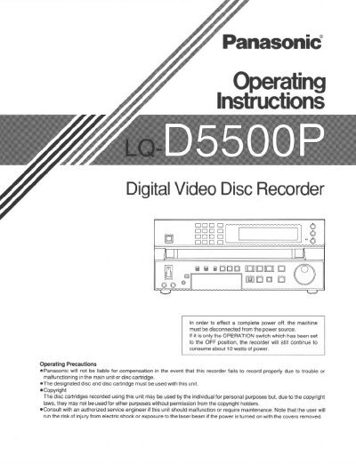Panasonic LQ-D550P VCR Operating Manual - cover page