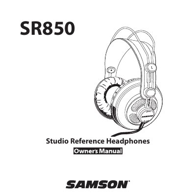 Samson SR850 Studio Reference Headphones Owner's Manual - cover page