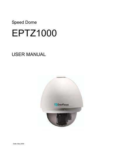 EverFocus EPTZ1000 Speed Dome Camera User Manual - cover page