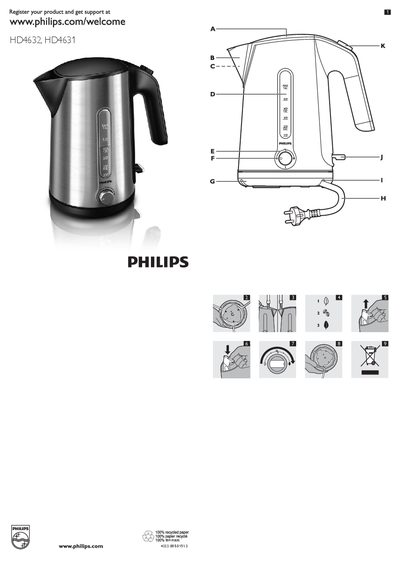 Philips HD4632/HD4631 Electric Kettle User Manual