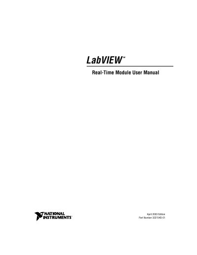 National Instruments LabVIEW Real-Time Module User Manual - cover page