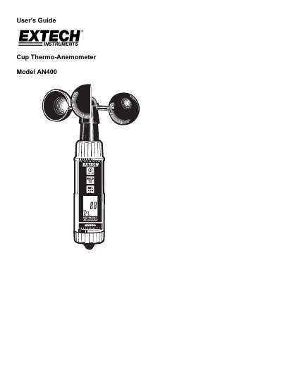 Extech AN400 Cup Thermo-Anemometer User's Guide