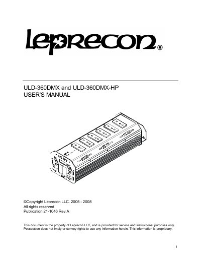 Leprecon ULD-360DMX and ULD-360DMX-HP User's Manual