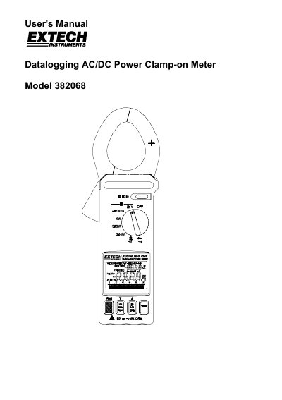 EXTECH 382075 3-Phase True RMS Clamp-On Power Analyzer Datasheet - cover page