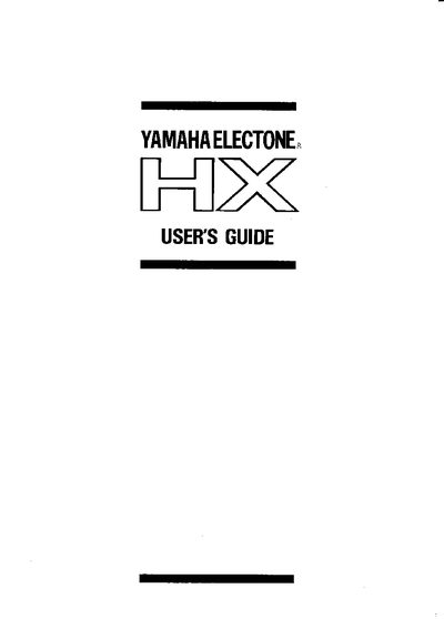 Yamaha Electone HX Series User's Guide - cover page
