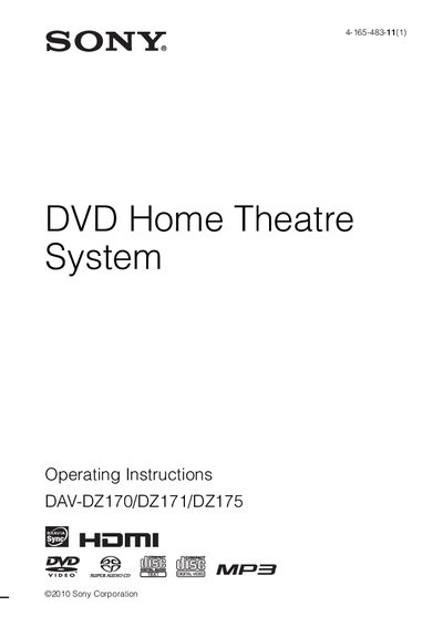 Sony DAV-DZ170/DZ171/DZ175 User Manual - cover page