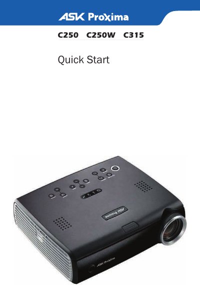 ASK C250/C250W/C315 Projector Quick Start Guide - cover page
