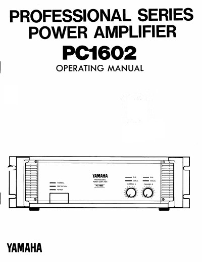 Yamaha PC1602 Power Amplifier Operating Manual - cover page