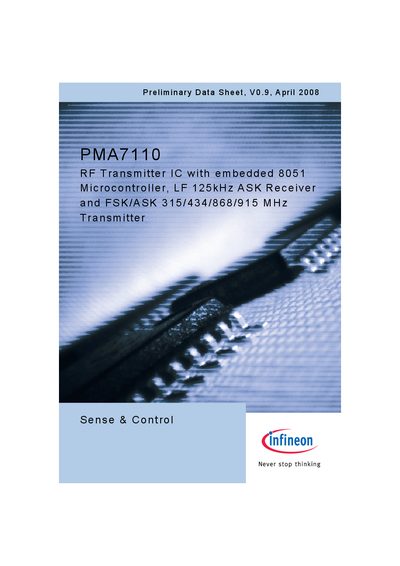 Infineon PMA7110 Datasheet - cover page