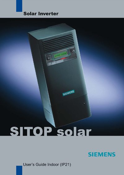 Siemens SITOP solar User Manual - cover page