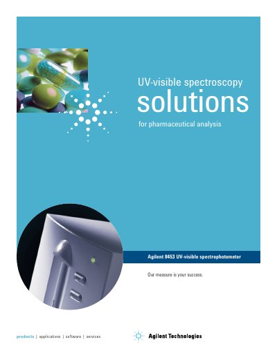 Agilent 8453 UV-visible Spectrophotometer Product Leaflet - cover page