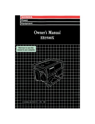 HONDA E2500 GENERATOR user manual - cover page