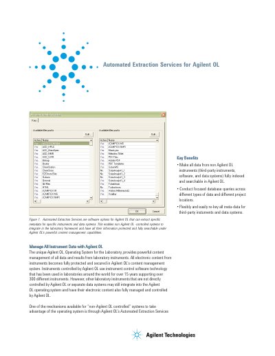 Agilent OL Automated Extraction Services Data Sheet - cover page